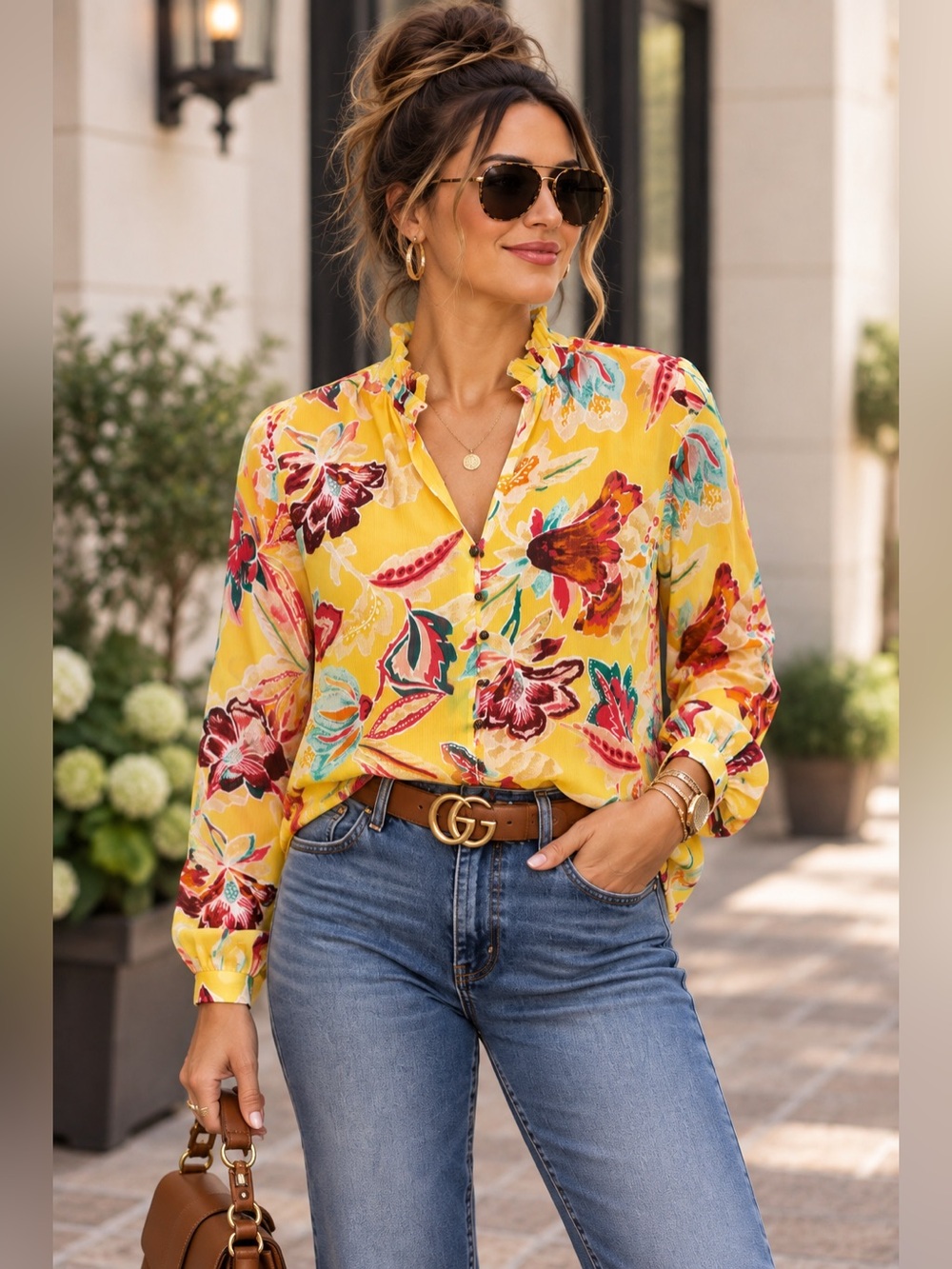 PILCRO By Anthropologie Tavi Buttoned Blouse EUC